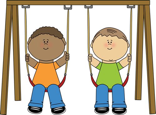 Kids on a Swing Clip Art
