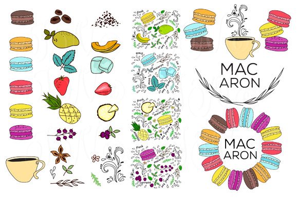 50 unique Macarons Digital Clip Art 