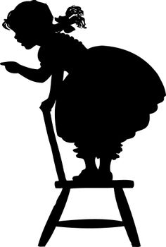 Antique Image: Free Clip Art of Antique Silhouette: Girl Reading