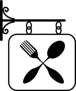 Restaurant Clipart Image: Restaurant Sign Featuring a Fork and