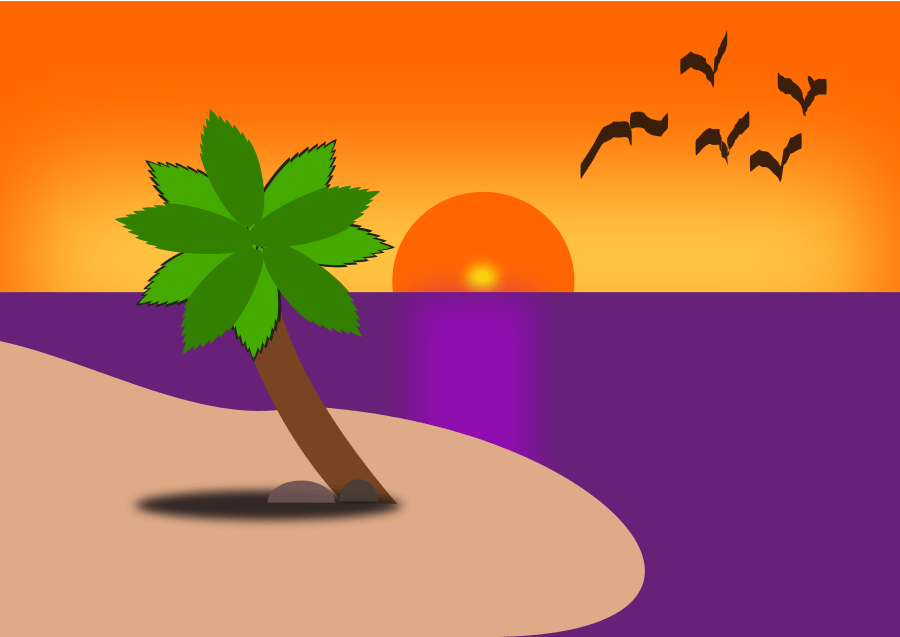 sunset beach drawing cartoon - Clip Art Library