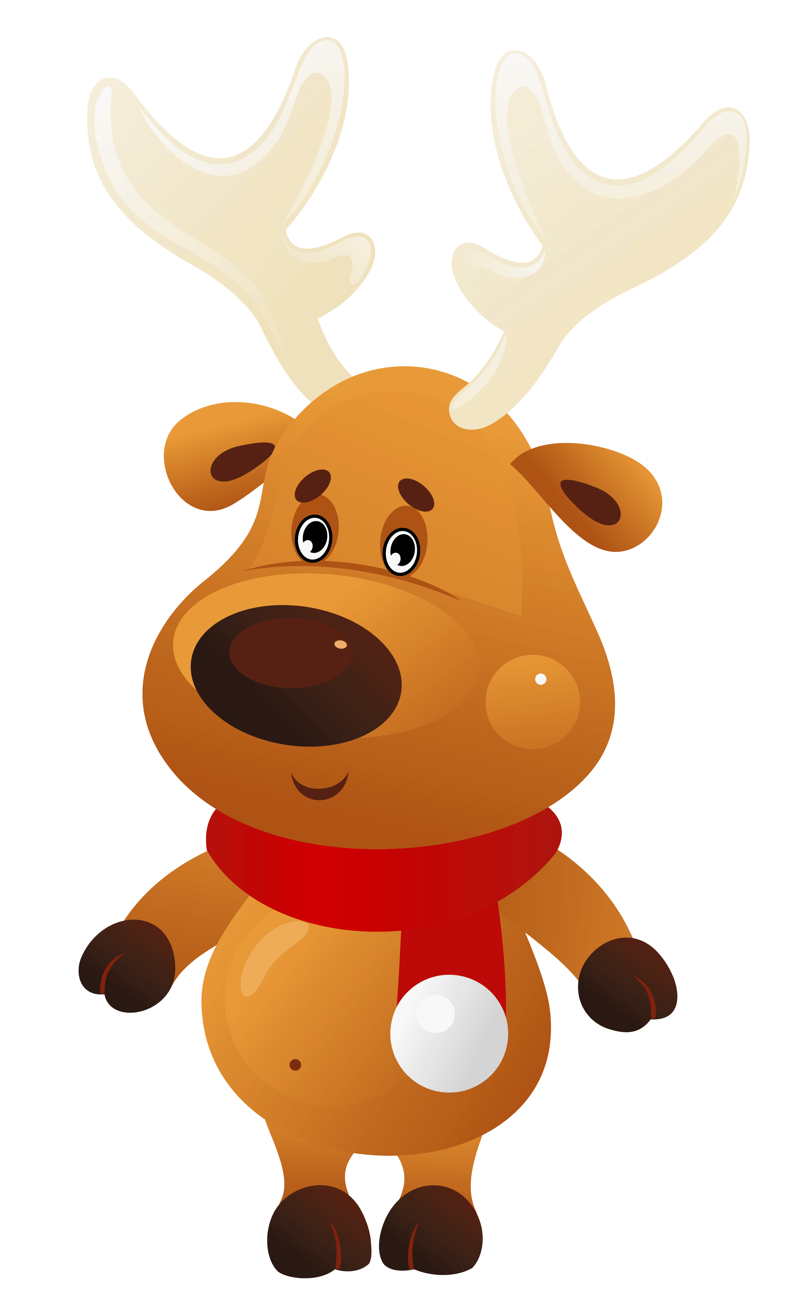 Cute Christmas Reindeer with Red Scarf PNG Clipart