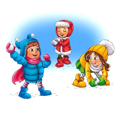 Snowball fight clipart free