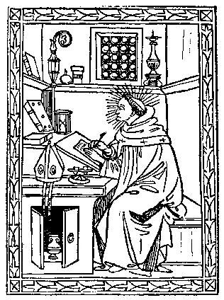Medieval Woodcuts Clipart Collection 24. St. Augustine in his