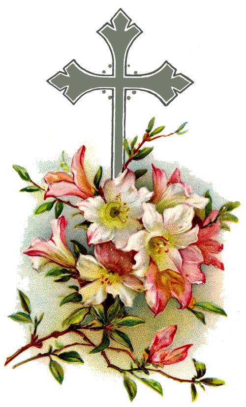 Clip Arts Related To : religious easter cross with flowers. 