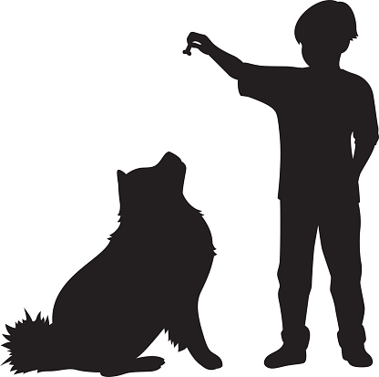 Giving dog treat clipart