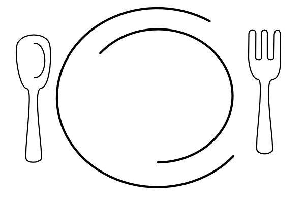Free clipart black and white plates of food