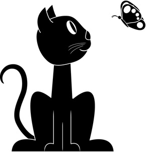 Cat And Butterfly Clipart Image