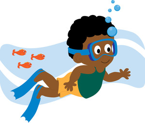 Clip Art Swimming With Fish