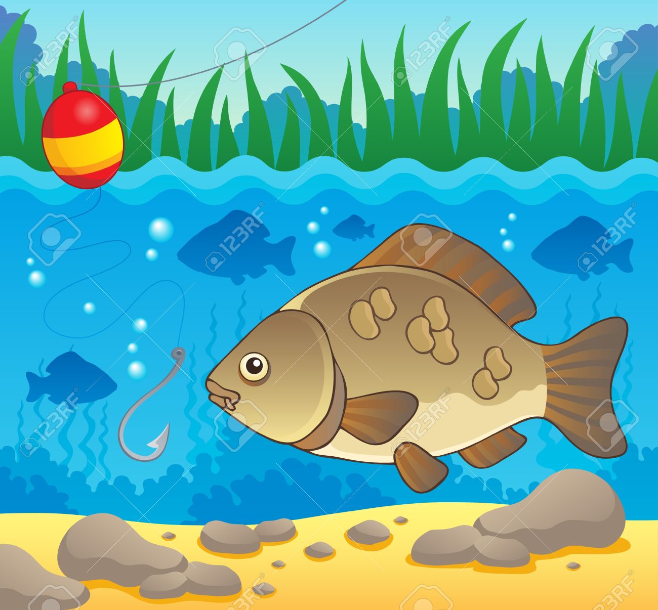 Water with fish clipart