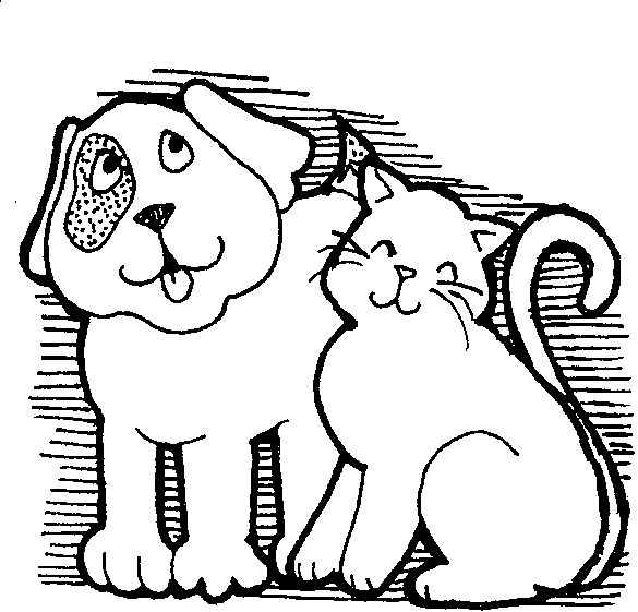 Free pet clipart black and white dog and cat