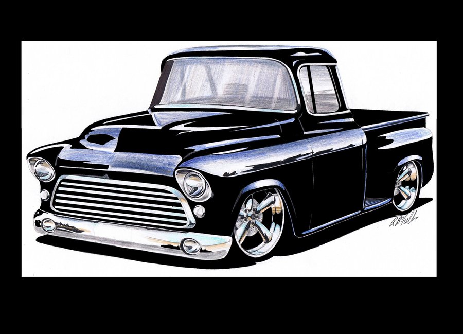 57 Chevy Silhouettes Clipart