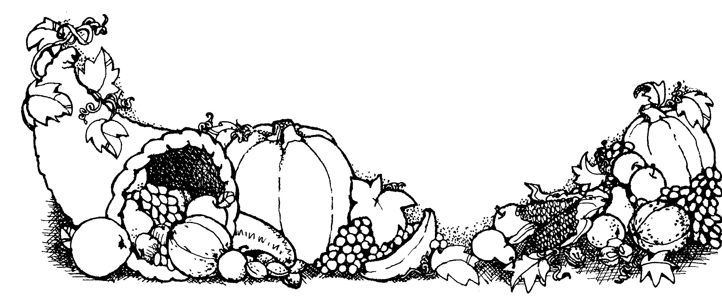 Thanksgiving dinner table black and white clipart