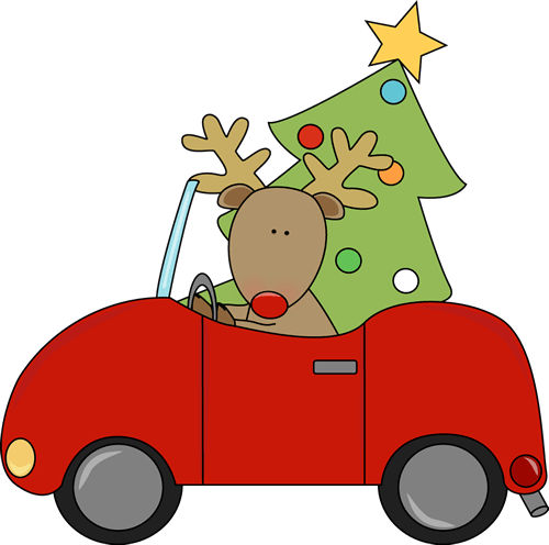 Car With Christmas Tree Clipart
