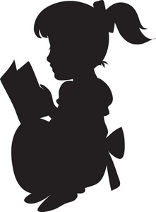 Little Girl Reading Clipart