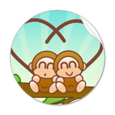 Cute Cartoon Monkey Love
