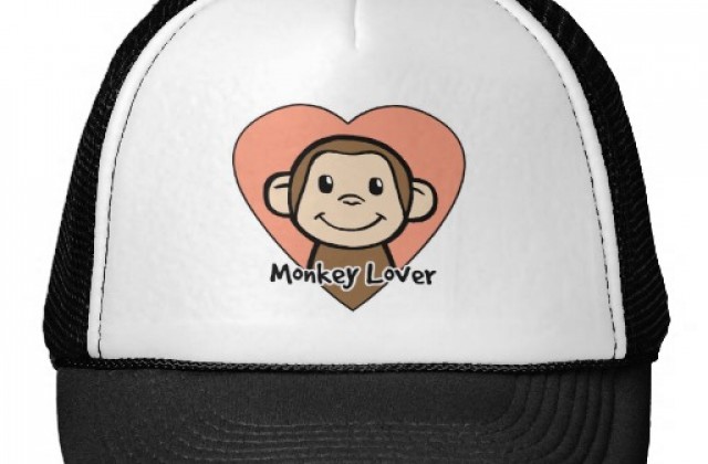 Cute Cartoon Clip Art Smile Monkey Love In Heart Trucker Hats