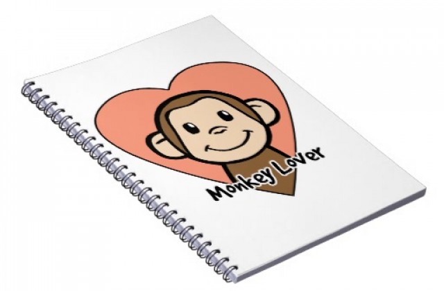 Cute Cartoon Clip Art Smile Monkey Love In Heart Note Book Zazzle