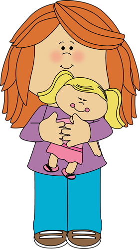 Girls Playing With Dolls Clipart