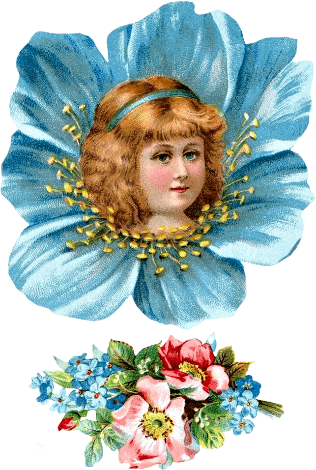Free Victorian Flower Girl  Head ClipArtPlace