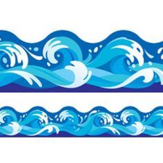 Wave Border Clip Art, Water Border Image, Water ClipArt, PNG + PS