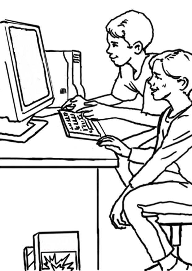 Computer room clipart black and white