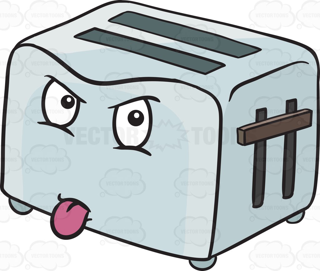 Pissed Pop Up Toaster Sticking Out A Tongue Emoji Cartoon Clipart