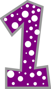 Number 1 Purple And Grey Polkadot Clip Art 