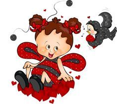 Valentine Red Bee with Hearts PNG Clipart Picture