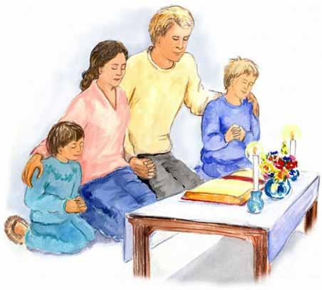cartoon picture of a family praying together - Clip Art Library