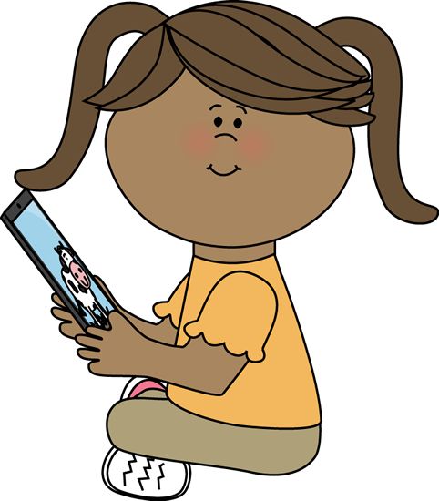 Girl reading on an iPad from MyCuteGraphics