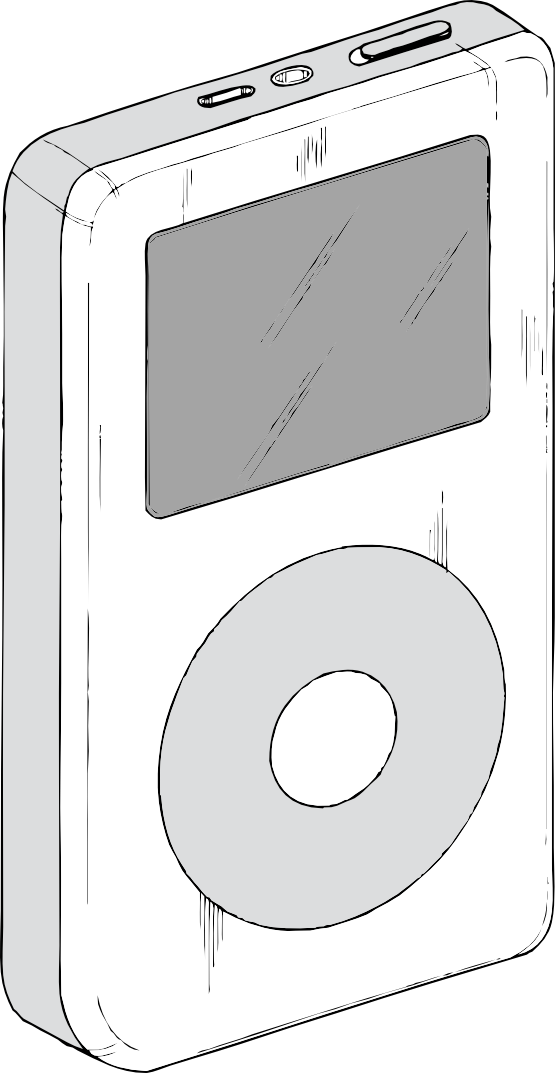 Ipod Black White Line Art Scalable Vector Graphics SVG Inkscape 