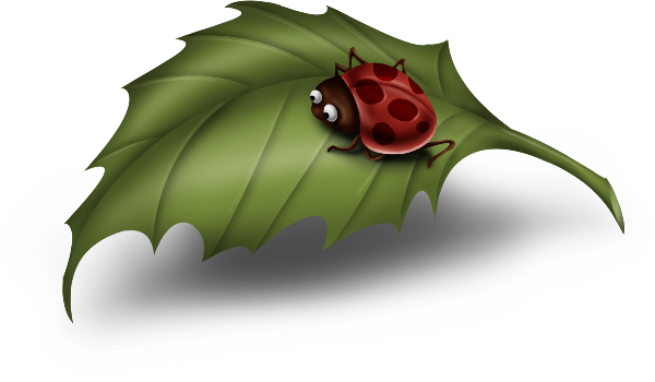 Cartoon Ladybug on Leaf Clipart
