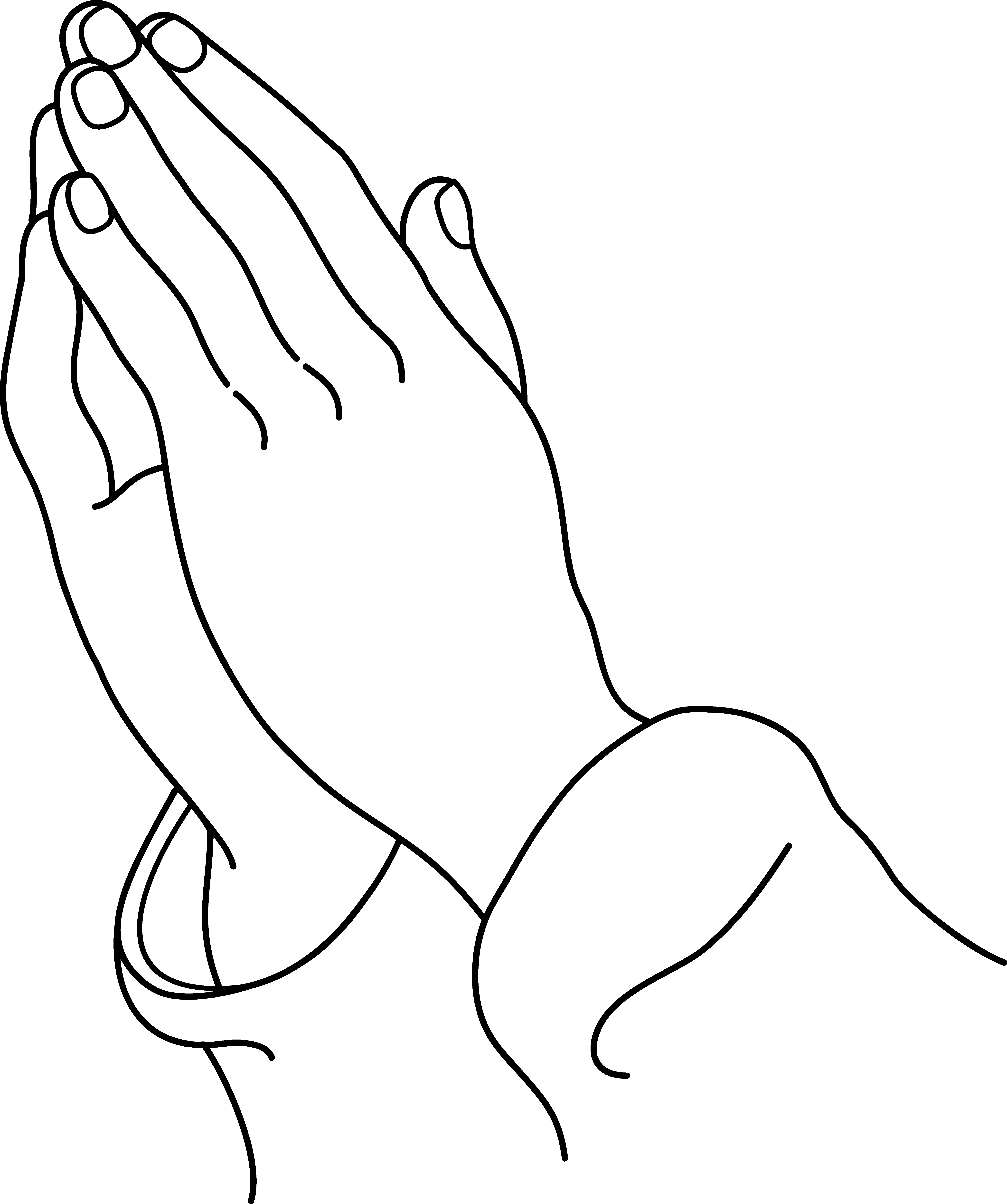 Praying Hands Line Art - Free Clip Art