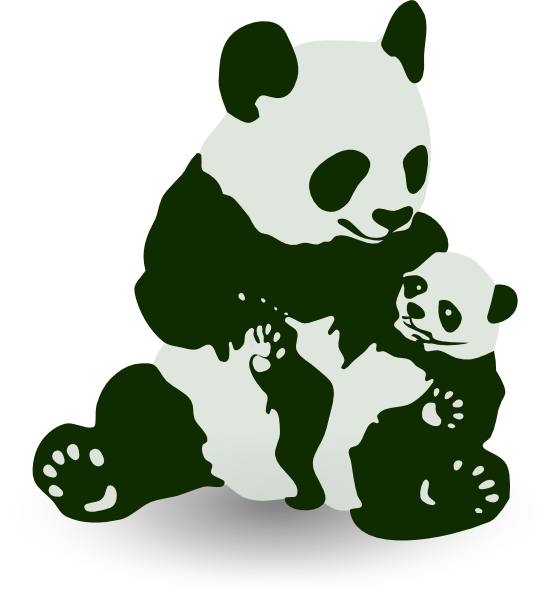 Panda Bear With Panda Baby clip art - vector clip art online 