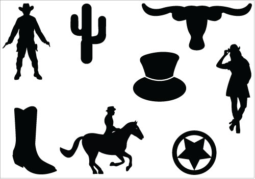 Wild West  Cowboys Silhouettes Vector Cowgirl ClipartsSilhouette 