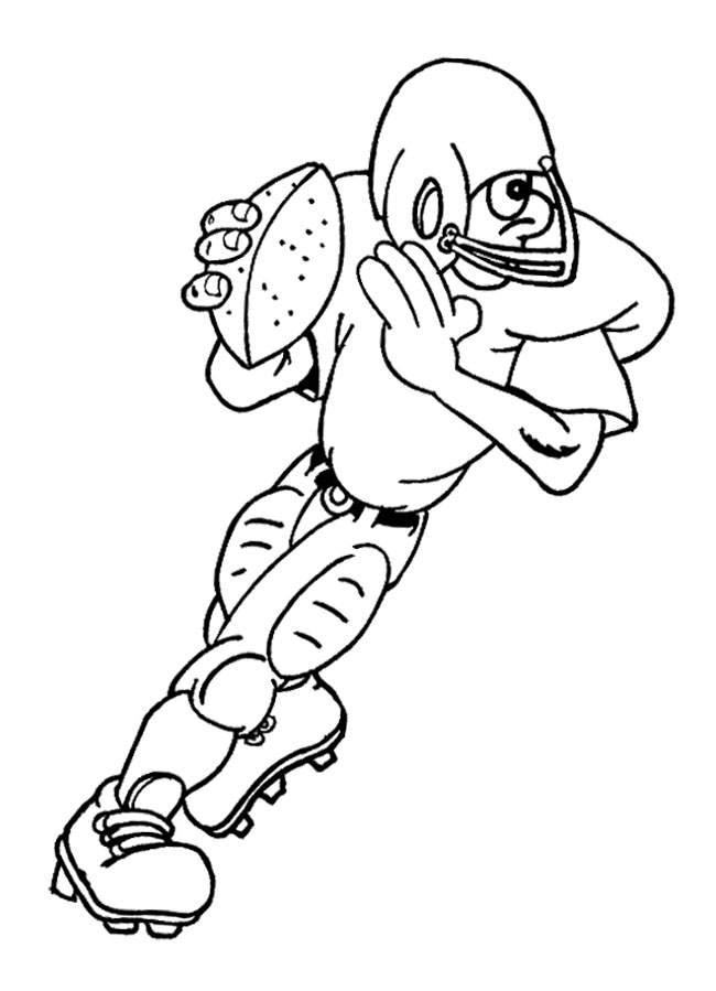 American Football Coloring Pages : Player Football Running With 