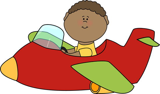Kid Flying an Airplane Clip Art - Kid Flying an Airplane Image