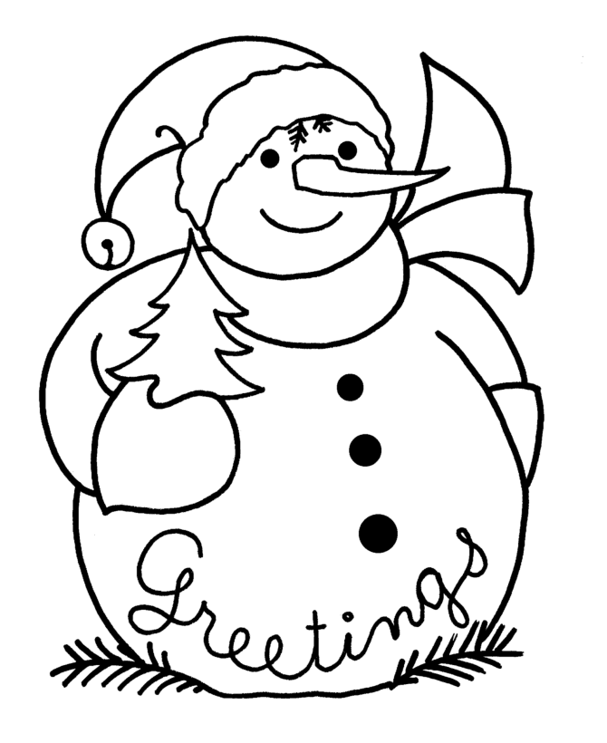 Greetings Christmas snowman Coloring Pages for kids | Best 