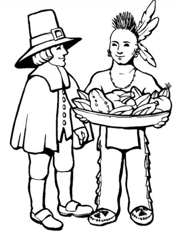 indian and pilgrim Colouring Pages (page 2)