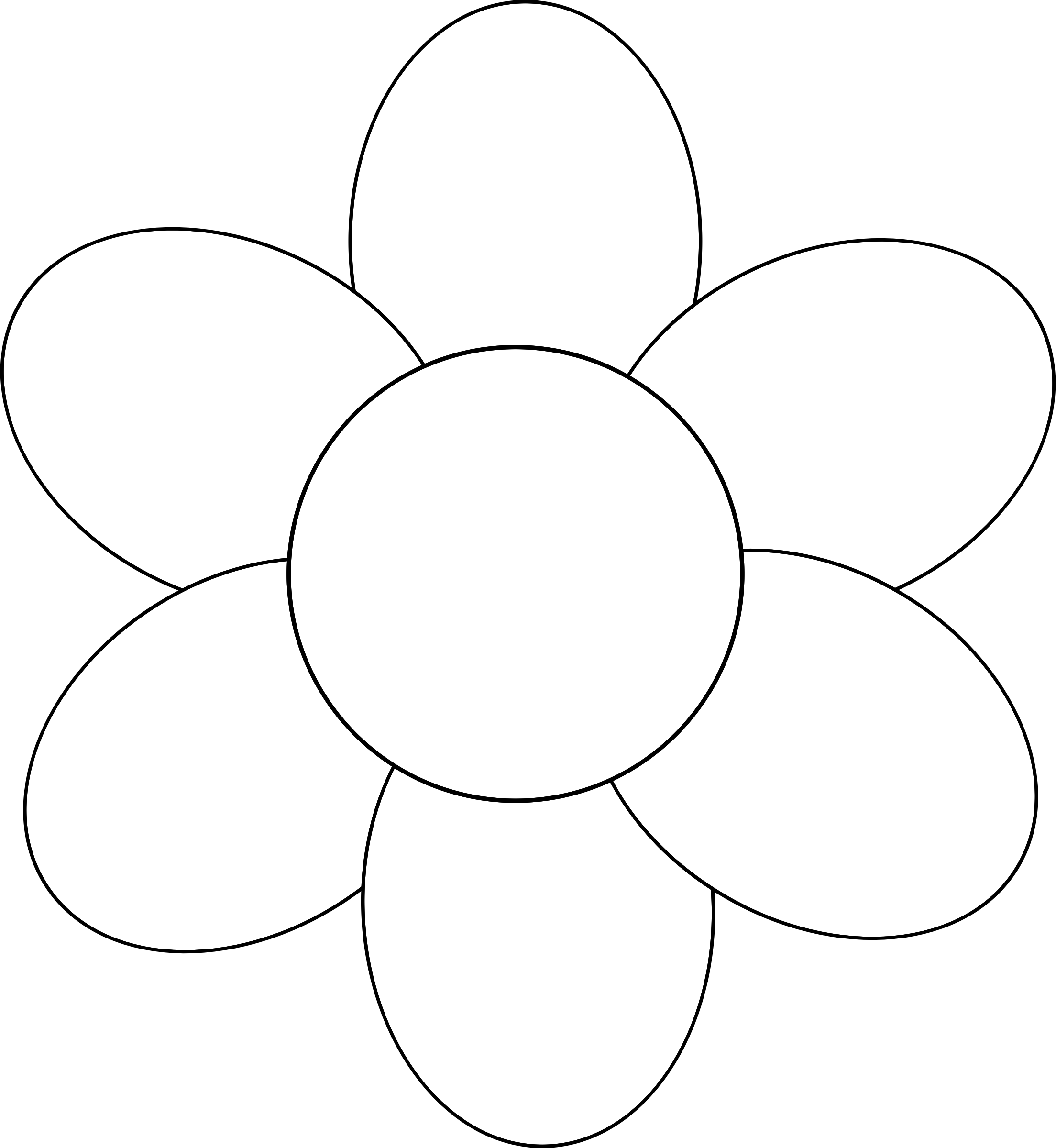 Clipart - Flower six petals black outline