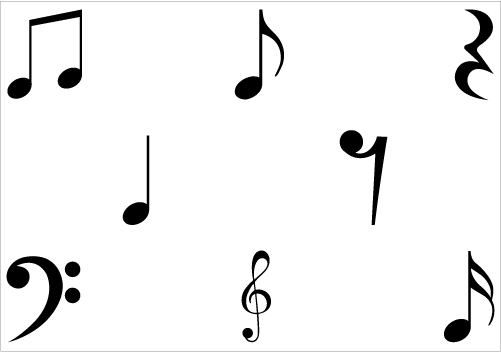 elegant music notes black and white clipart