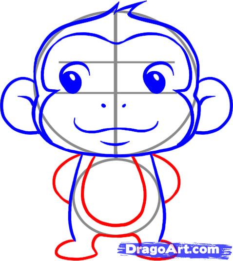 How to Draw a Simple Monkey, Step by Step, forest animals, Animals 