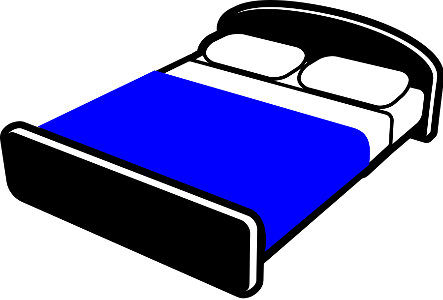 Bed with blue blanket medium 600pixel clipart, vector clip art 