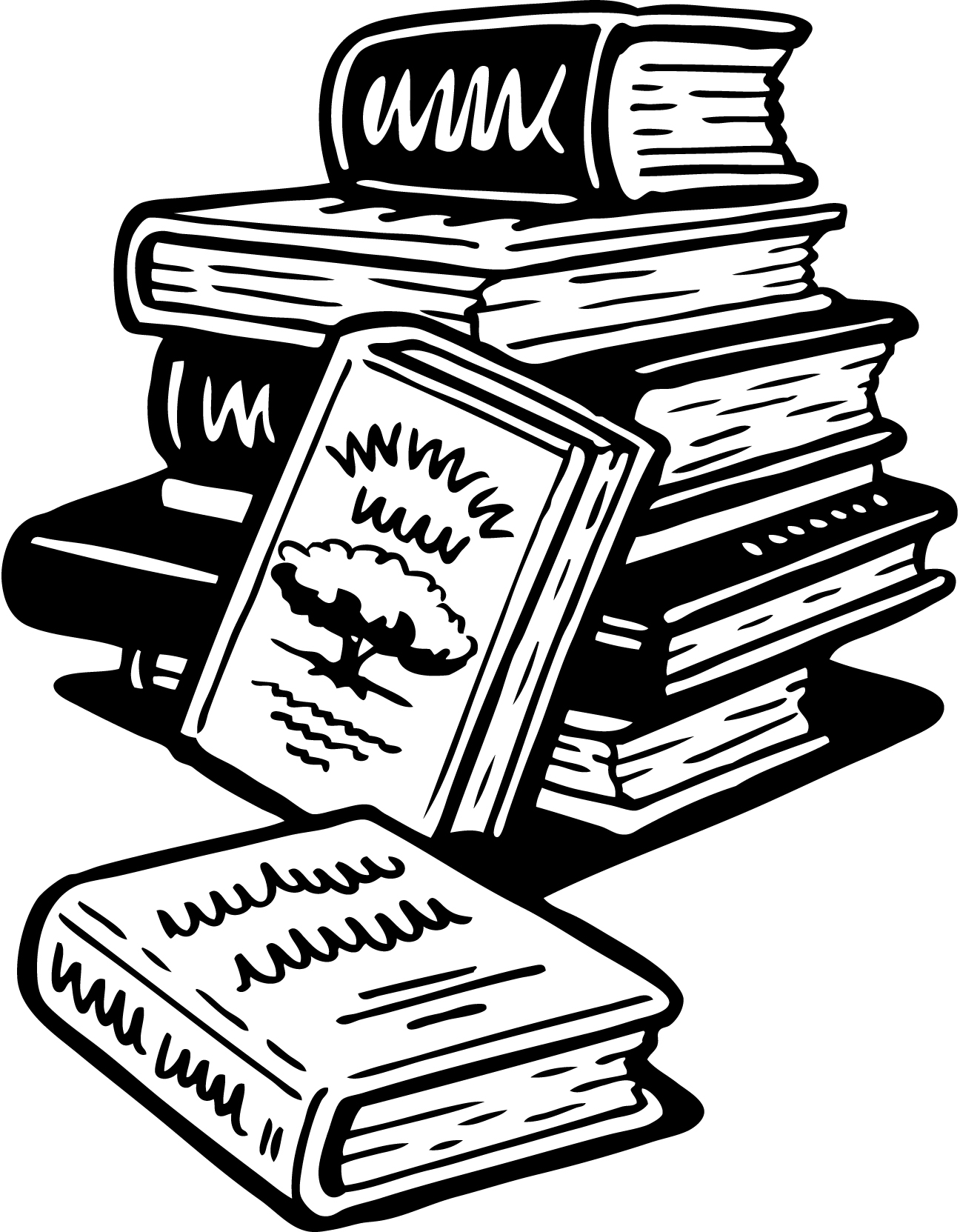 Images For  Stack Of Books Cartoon Black And White