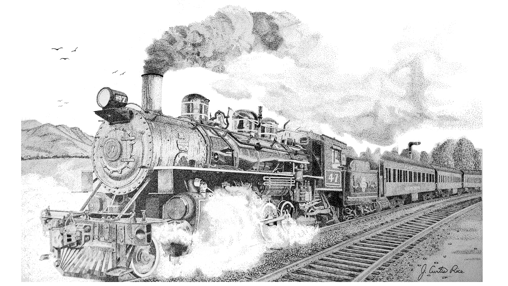 Vintage Train Drawings - Gallery