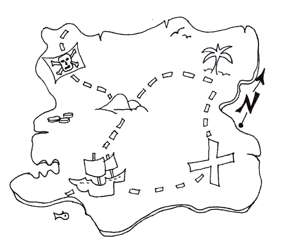 treasure map clipart black and white