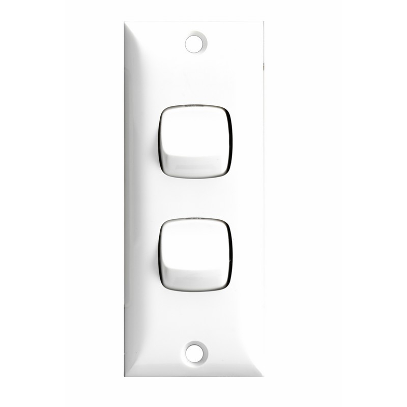 HPM 2 Gang Architrave Light Switch - White SKU 00608247 | Bunnings 