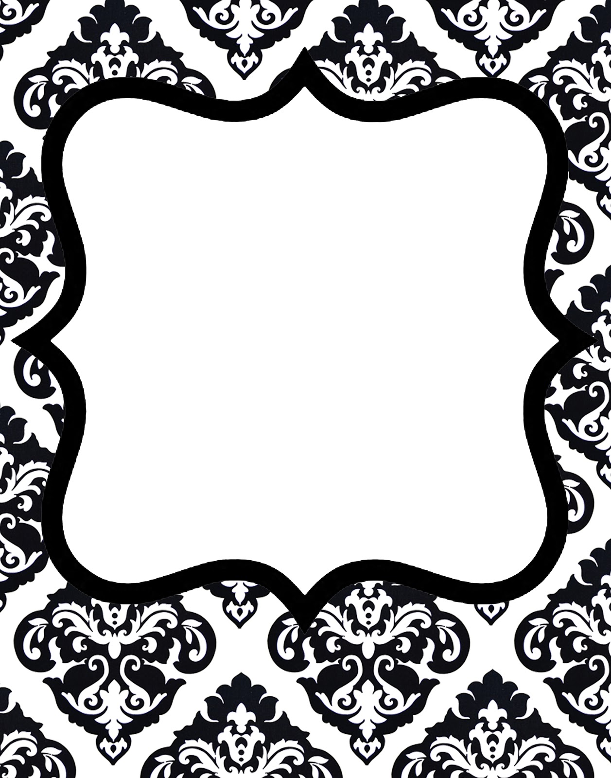 Doodle craft freebie 1 gorgeous damask invitations | Black 