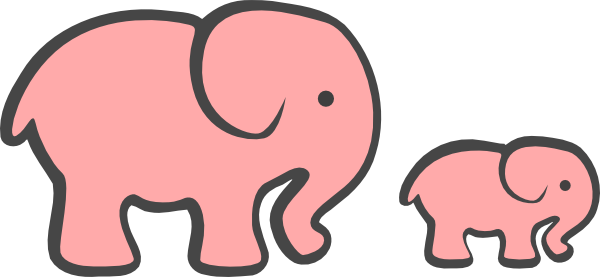 Pink Elephant Mom  Baby clip art - vector clip art online 